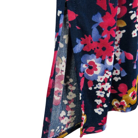 90s Vintage Jaclyn Smith Blue Floral High Rise A-Line Side Slit Maxi Skirt Small - Picture 5 of 7